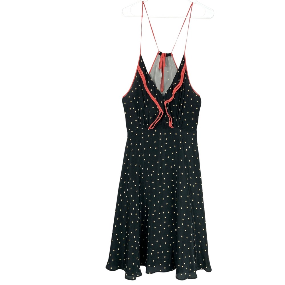 Girls from Savoy Anthropologie Silk Polka Dot Ruffle V-Neck Strap Dress Size 6